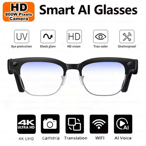2026 New 8K HD AI Smart Glasses Men with Chat GPT 800MP Camera Bluetooth Call AI Translation Voice Assistant Control Unisex Sung