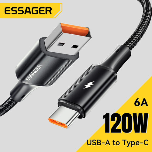 6A USB Type C Cable for Xiaomi 11 Realme Huawei 120W Fast Charging Charger USB C Data Cord Type C Cable for Samsung OPPO