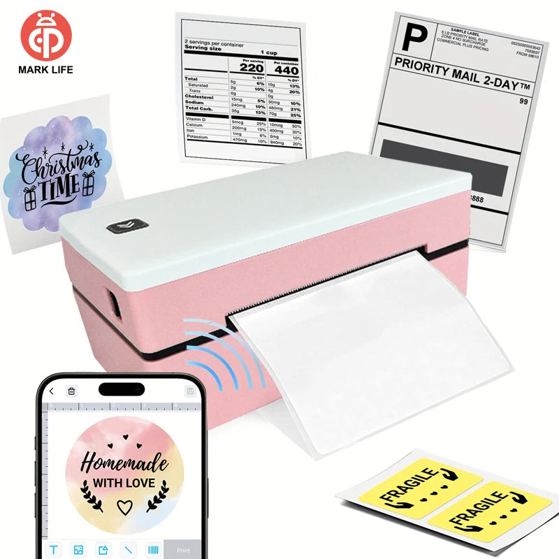 D200 Bluetooth Thermal Label Printer Small Shipping Label Printer 4X6 Inch Compatible with Iphone Android Mac Window