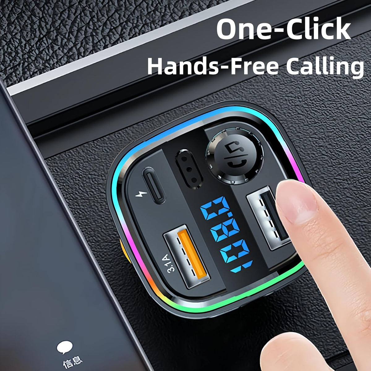 Bluetooth FM Transmitter for Car Phone Charger, Wireless Bluetooth Car Adapter with USB C PD 30W Fast Charging, Hands-Free Calling, Hifi Bass Sound, USB Drive, LED Display for Iphone & Samsung