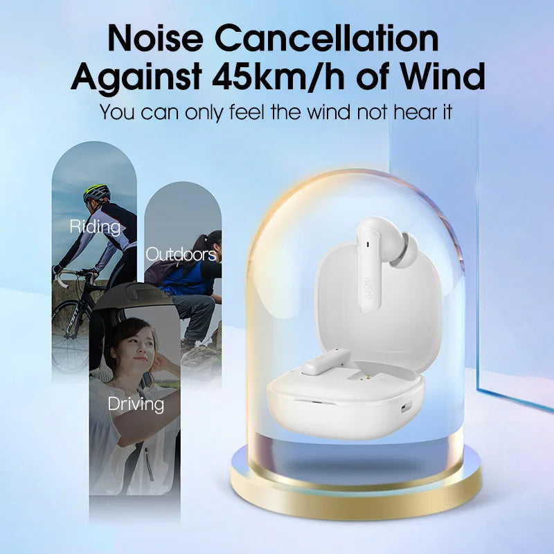 HT05 ANC Wireless Earphone 40Db Noise Cancelling Bluetooth 5.2 Headphone 6 Mic ENC HD Call TWS Earbuds Transparency Mode