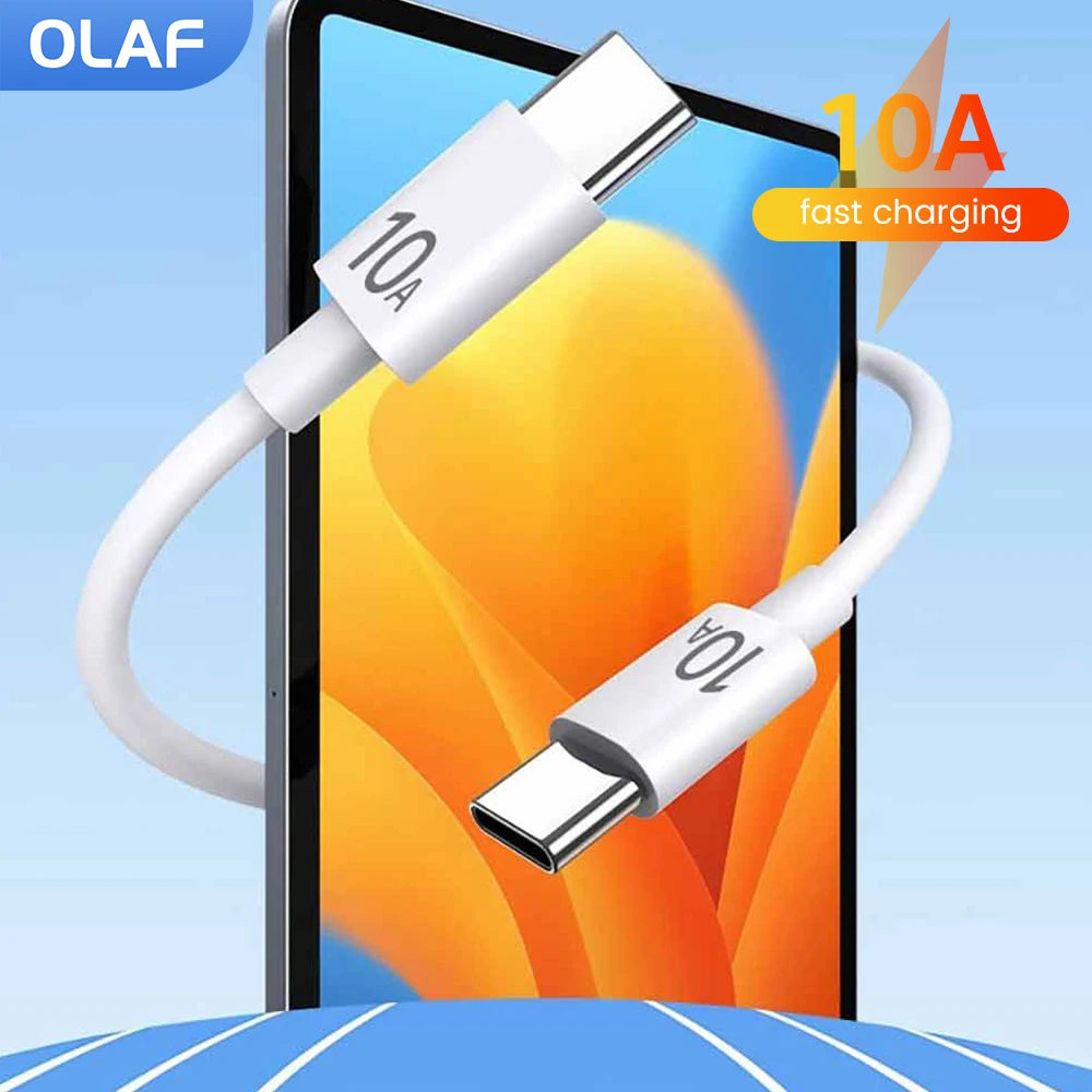 10A PD Type C to Type C Cable for Iphone 15 Samsung Fast Charging USB C to Type C Cable for Tablet Data Charge Cord Wire