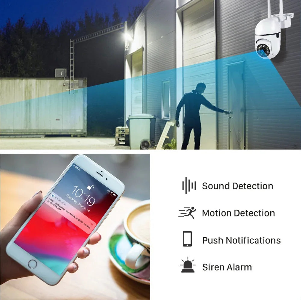 8MP Wifi Surveillance Camera Color Night Vision Wifi Camera Auto Tracking Wireless Camera Security Protection Outdoor Monitor