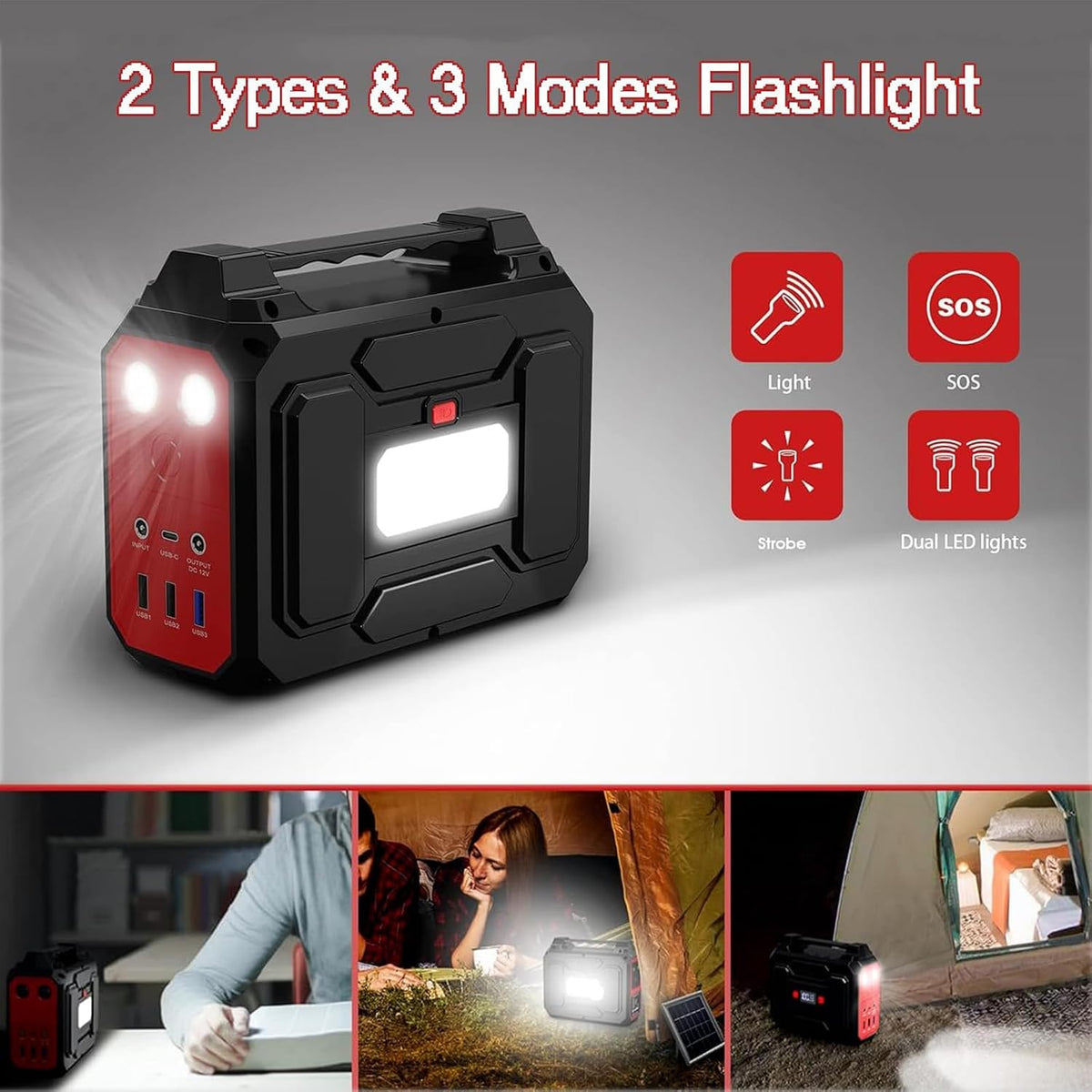 100W Portable Power Station 99Wh/ 27000Mah,Outdoors,Red | Solar Generator 100W Camping Power Pack Ac/Dc/Usb/Type C Outlet