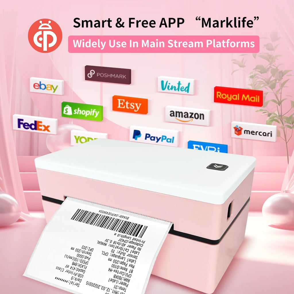 D200 Bluetooth Thermal Label Printer Small Shipping Label Printer 4X6 Inch Compatible with Iphone Android Mac Window