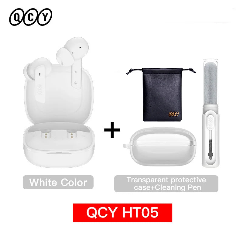 HT05 ANC Wireless Earphone 40Db Noise Cancelling Bluetooth 5.2 Headphone 6 Mic ENC HD Call TWS Earbuds Transparency Mode