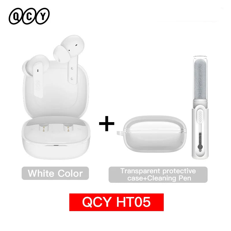 HT05 ANC Wireless Earphone 40Db Noise Cancelling Bluetooth 5.2 Headphone 6 Mic ENC HD Call TWS Earbuds Transparency Mode
