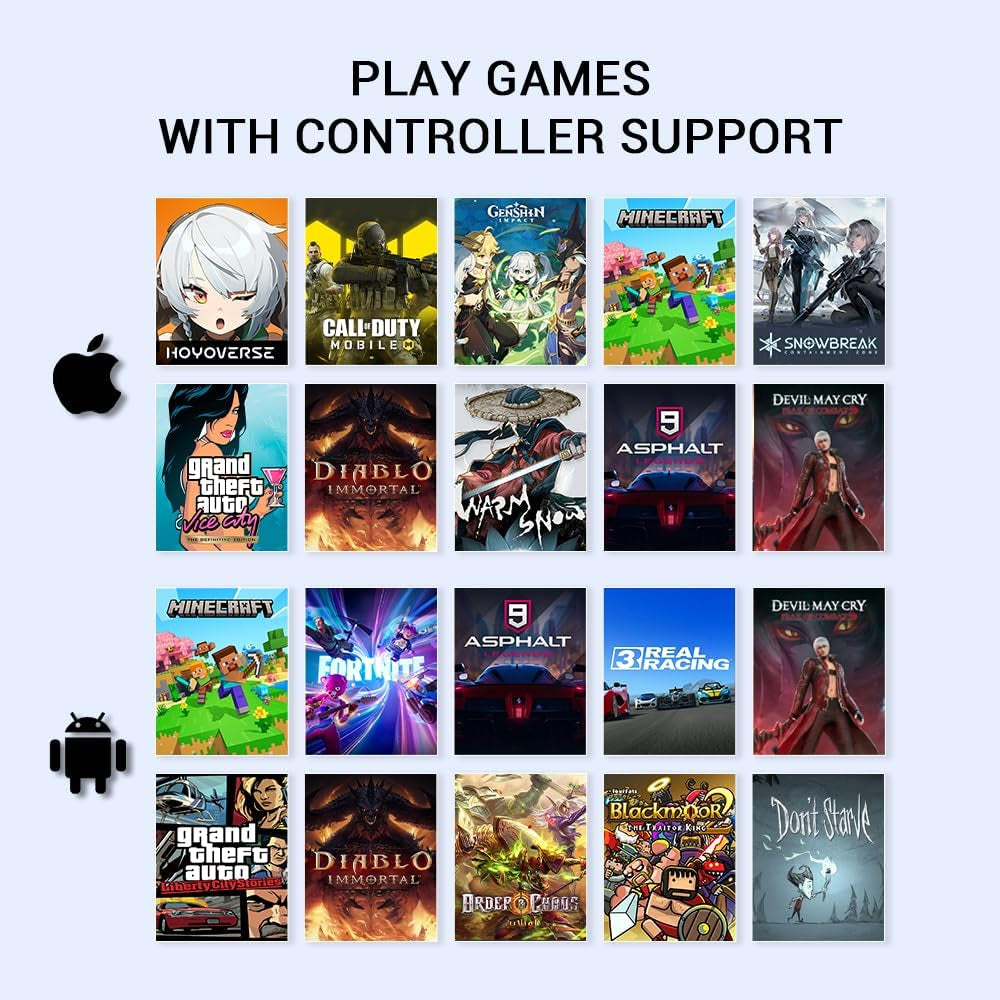 X5 Lite Mobile Gaming Controller for Android,Hall Effect Joystick | Lightweight Ergonomic Phone Controller- Play Genshin Impact & Zenless Zone Zero