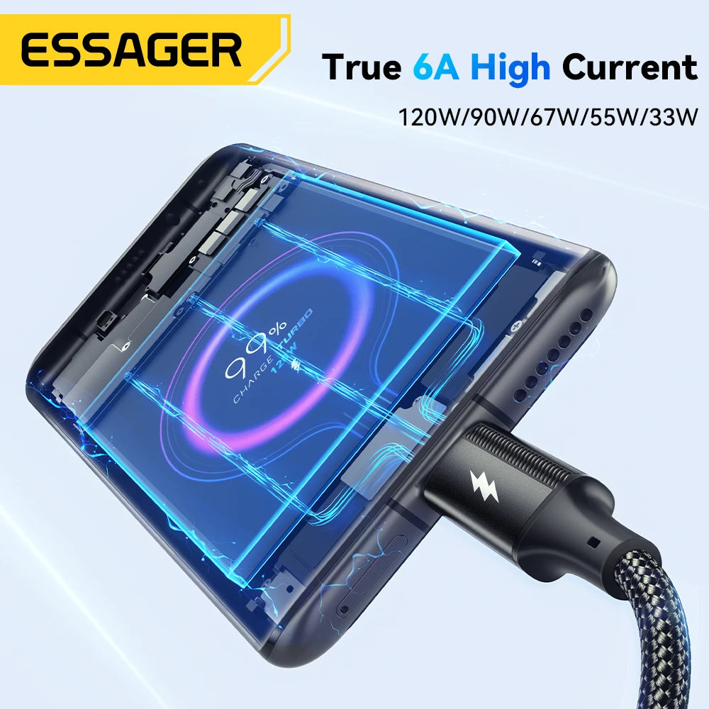 6A USB Type C Cable for Xiaomi 11 Realme Huawei 120W Fast Charging Charger USB C Data Cord Type C Cable for Samsung OPPO