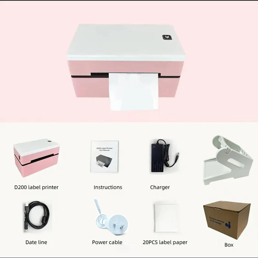 D200 Bluetooth Thermal Label Printer Small Shipping Label Printer 4X6 Inch Compatible with Iphone Android Mac Window