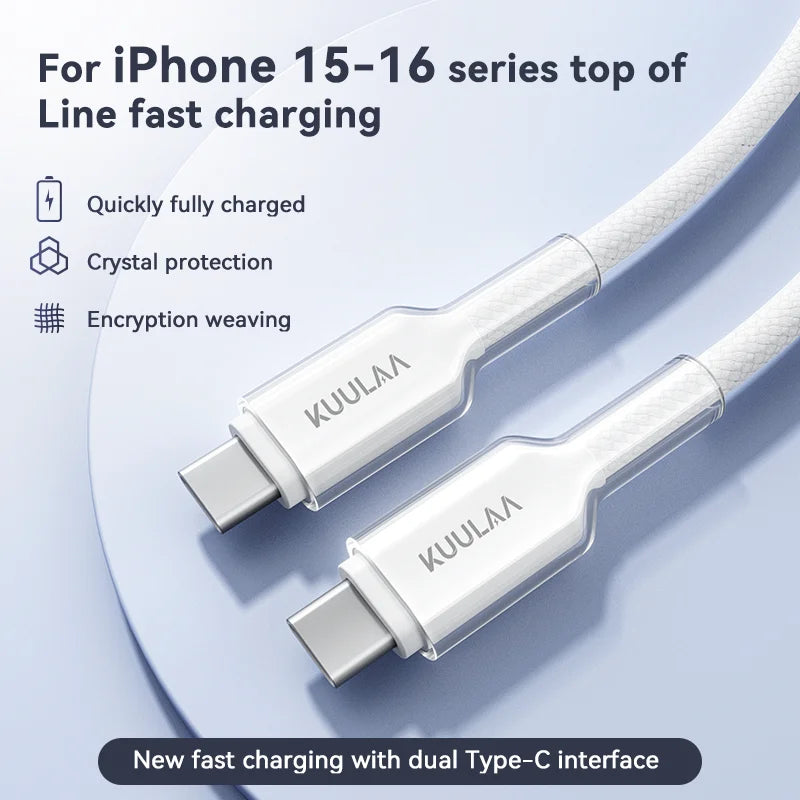 USB C Cable to USB Type C Cable PD 60W Fast Charger Cord USBC to Type-C Cable for Iphone16 15 Samsung Macbook Ipad Xiaomi