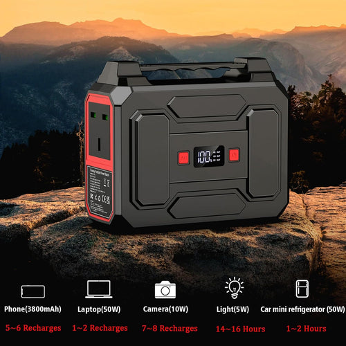 100W Portable Power Station 99Wh/ 27000Mah,Outdoors,Red | Solar Generator 100W Camping Power Pack Ac/Dc/Usb/Type C Outlet